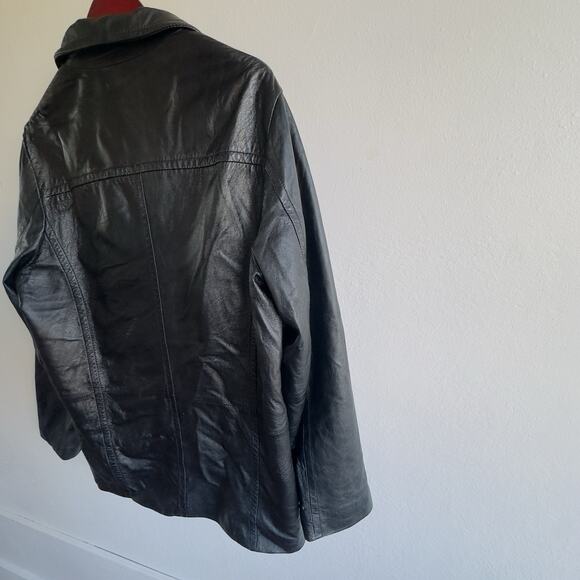 Wilson’s Leather Black Genuine Leather Blazer Jacket Womens M Boxy Vintage Style - Picture 9 of 13